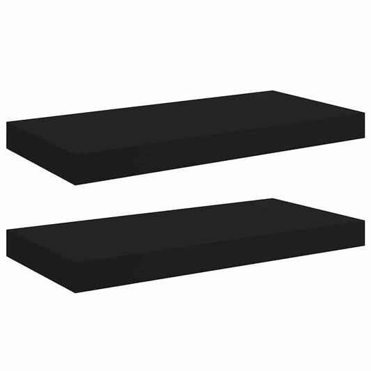 Floating Wall Shelves 2 pcs Black 50x23.5x3.8 cm MDF Floating Wall Shelves 2 pcs Black 50x23.5x3.8 cm MDF