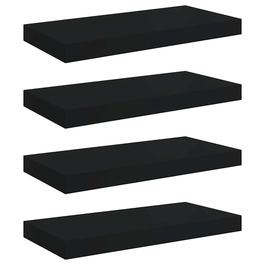 Floating Wall Shelves 4 pcs Black 50x23.5x3.8 cm MDF Floating Wall Shelves 4 pcs Black 50x23.5x3.8 cm MDF