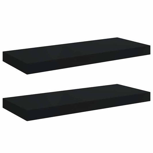 Floating Wall Shelves 2 pcs Black 60x23.5x3.8 cm MDF Floating Wall Shelves 2 pcs Black 60x23.5x3.8 cm MDF