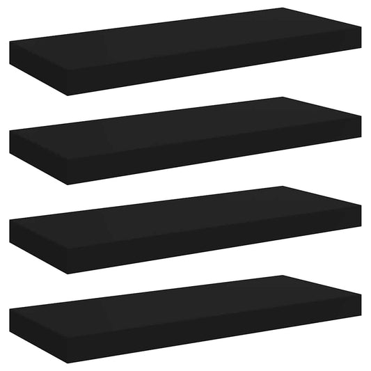 Floating Wall Shelves 4 pcs Black 60x23.5x3.8 cm MDF Floating Wall Shelves 4 pcs Black 60x23.5x3.8 cm MDF