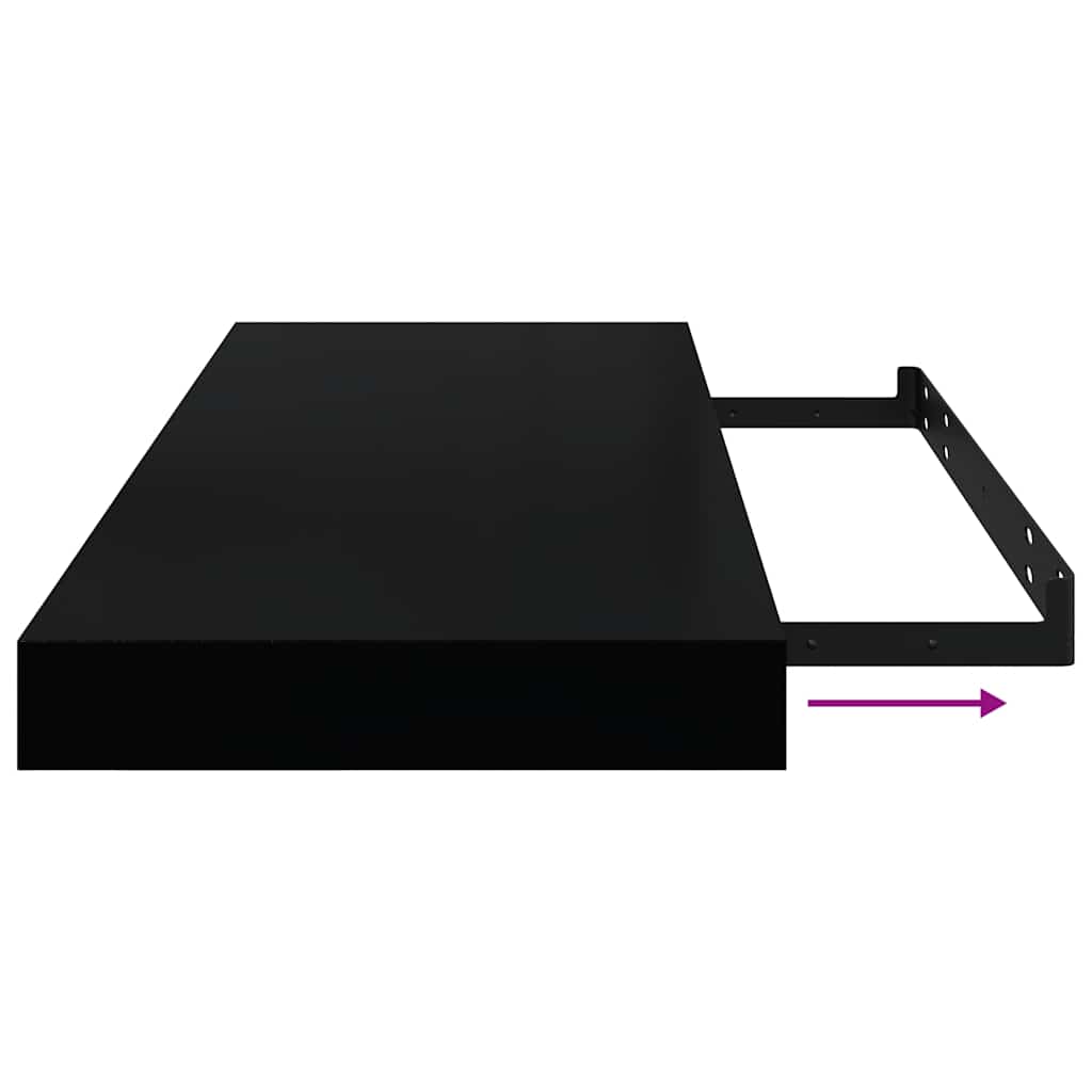 323834 vidaXL Floating Wall Shelves 4 pcs Black 60x23,5x3,8 cm MDF
