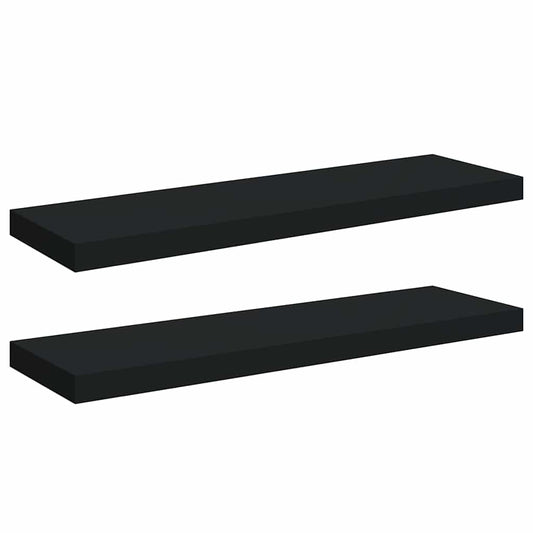 Floating Wall Shelves 2 pcs Black 80x23.5x3.8 cm MDF Floating Wall Shelves 2 pcs Black 80x23.5x3.8 cm MDF