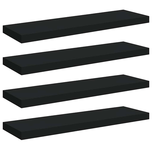 Floating Wall Shelves 4 pcs Black 80x23.5x3.8 cm MDF Floating Wall Shelves 4 pcs Black 80x23.5x3.8 cm MDF