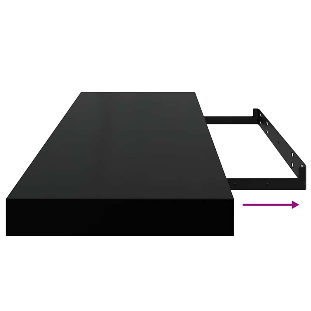 323837 vidaXL Floating Wall Shelves 4 pcs Black 80x23,5x3,8 cm MDF