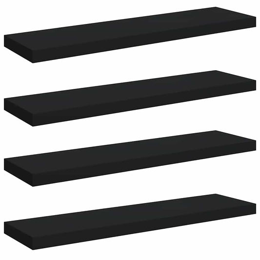 Floating Wall Shelves 4 pcs Black 90x23.5x3.8 cm MDF Floating Wall Shelves 4 pcs Black 90x23.5x3.8 cm MDF