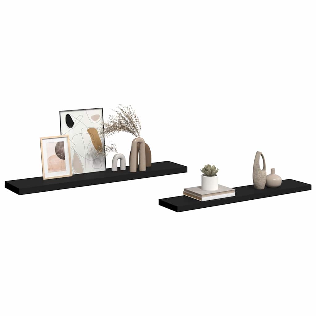 323842 vidaXL Floating Wall Shelves 2 pcs Black 120x23,5x3,8 cm MDF