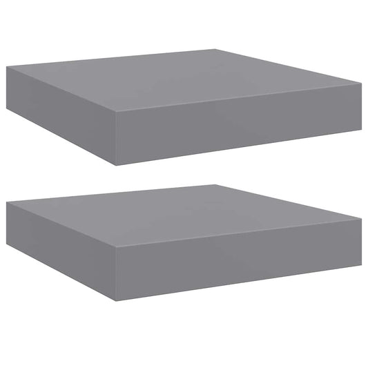 Floating Wall Shelves 2 pcs Grey 23x23.5x3.8 cm MDF Floating Wall Shelves 2 pcs Grey 23x23.5x3.8 cm MDF