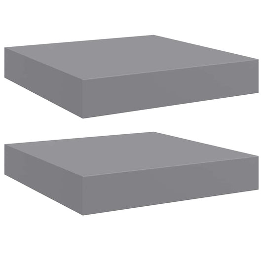Floating Wall Shelves 2 pcs Grey 23x23.5x3.8 cm MDF Floating Wall Shelves 2 pcs Grey 23x23.5x3.8 cm MDF