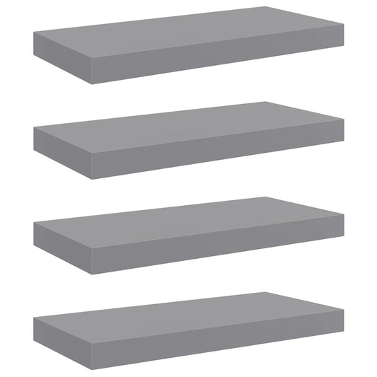 Floating Wall Shelves 4 pcs Grey 50x23.5x3.8 cm MDF Floating Wall Shelves 4 pcs Grey 50x23.5x3.8 cm MDF