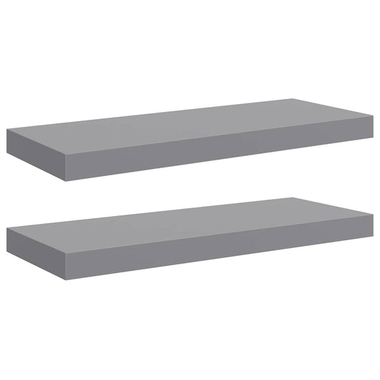 Floating Wall Shelves 2 pcs Grey 60x23.5x3.8 cm MDF Floating Wall Shelves 2 pcs Grey 60x23.5x3.8 cm MDF