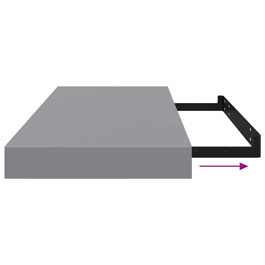 Floating Wall Shelves 2 pcs Grey 60x23.5x3.8 cm MDF
