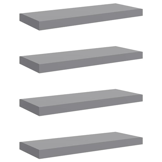 Floating Wall Shelves 4 pcs Grey 60x23.5x3.8 cm MDF Floating Wall Shelves 4 pcs Grey 60x23.5x3.8 cm MDF