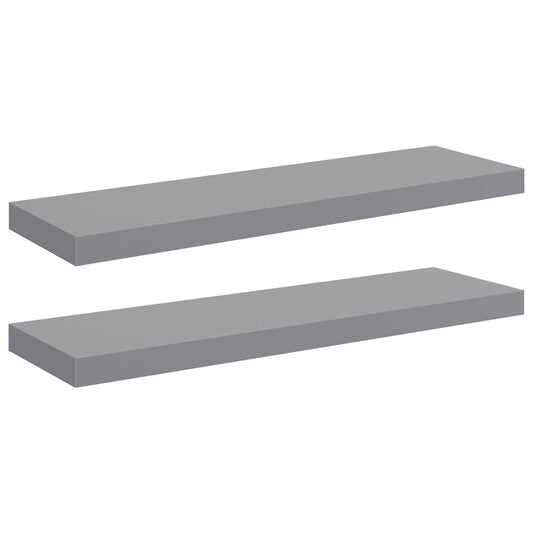 Floating Wall Shelves 2 pcs Grey 80x23.5x3.8 cm MDF Floating Wall Shelves 2 pcs Grey 80x23.5x3.8 cm MDF