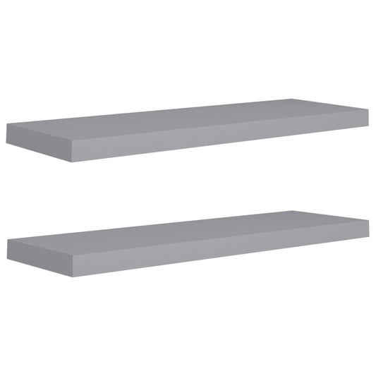 Floating Wall Shelves 2 pcs Grey 80x23.5x3.8 cm MDF Floating Wall Shelves 2 pcs Grey 80x23.5x3.8 cm MDF