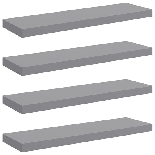 Floating Wall Shelves 4 pcs Grey 80x23.5x3.8 cm MDF Floating Wall Shelves 4 pcs Grey 80x23.5x3.8 cm MDF
