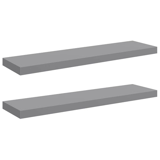 Floating Wall Shelves 2 pcs Grey 90x23.5x3.8 cm MDF Floating Wall Shelves 2 pcs Grey 90x23.5x3.8 cm MDF
