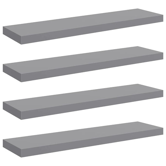 Floating Wall Shelves 4 pcs Grey 90x23.5x3.8 cm MDF Floating Wall Shelves 4 pcs Grey 90x23.5x3.8 cm MDF