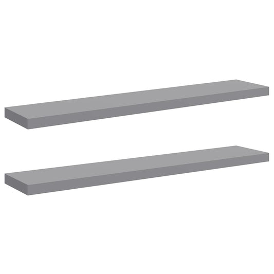 Floating Wall Shelves 2 pcs Grey 120x23.5x3.8 cm MDF Floating Wall Shelves 2 pcs Grey 120x23.5x3.8 cm MDF
