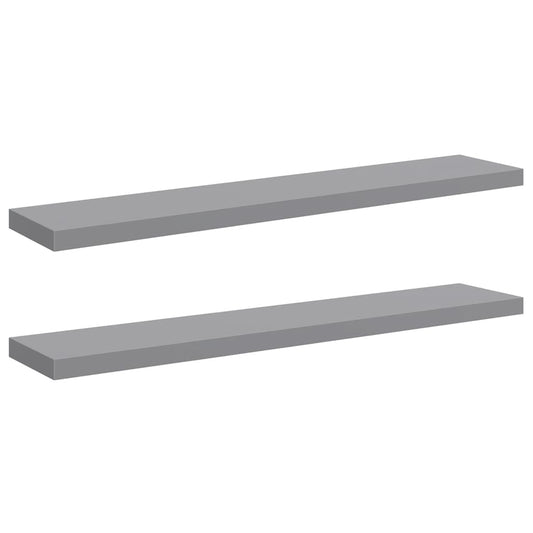 Floating Wall Shelves 2 pcs Grey 120x23.5x3.8 cm MDF Floating Wall Shelves 2 pcs Grey 120x23.5x3.8 cm MDF