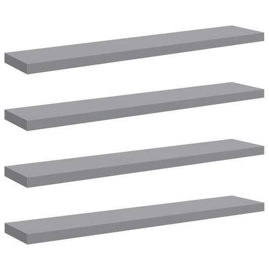 Floating Wall Shelves 4 pcs Grey 120x23.5x3.8 cm MDF Floating Wall Shelves 4 pcs Grey 120x23.5x3.8 cm MDF