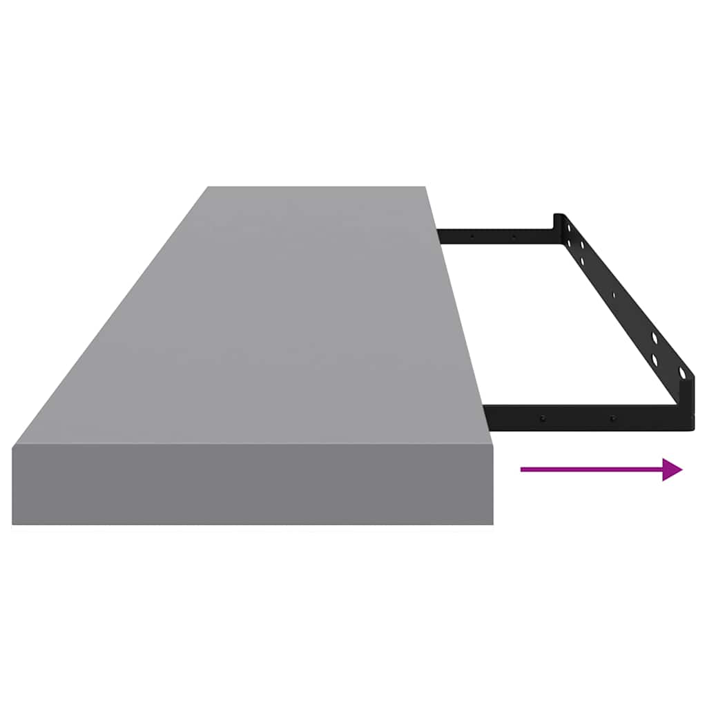 323864 vidaXL Floating Wall Shelves 4 pcs Grey 120x23,5x3,8 cm MDF