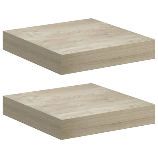 Floating Wall Shelves 2 pcs Oak 23x23.5x3.8 cm MDF Floating Wall Shelves 2 pcs Oak 23x23.5x3.8 cm MDF