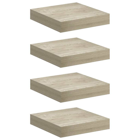 Floating Wall Shelves 4 pcs Oak 23x23.5x3.8 cm MDF Floating Wall Shelves 4 pcs Oak 23x23.5x3.8 cm MDF