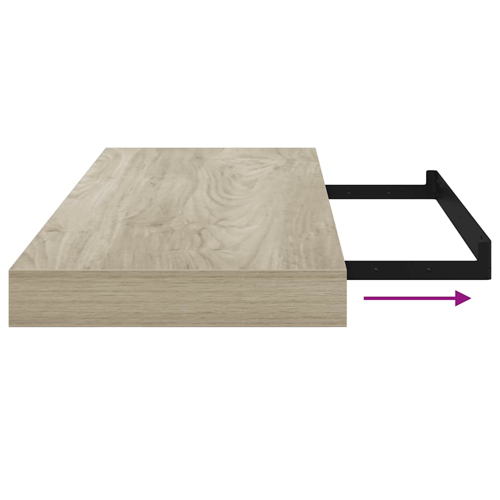 Floating Wall Shelves 2 pcs Oak 60x23.5x3.8 cm MDF