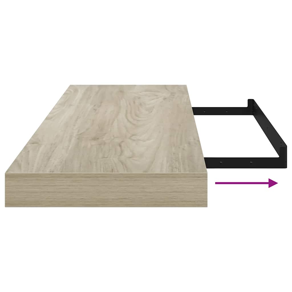 Floating Wall Shelves 2 pcs Oak 80x23.5x3.8 cm MDF