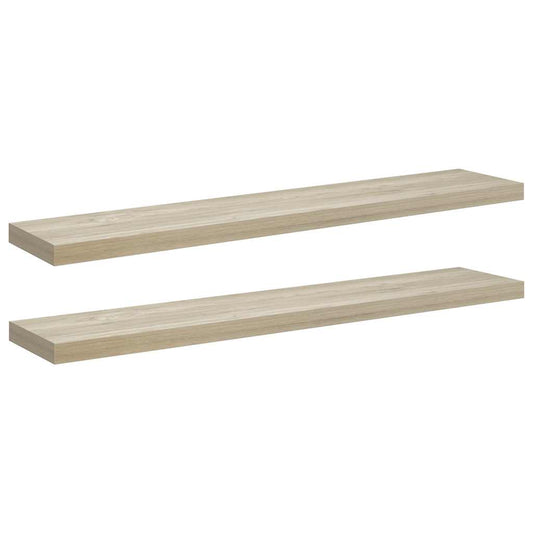 Floating Wall Shelves 2 pcs Oak 120x23.5x3.8 cm MDF Floating Wall Shelves 2 pcs Oak 120x23.5x3.8 cm MDF