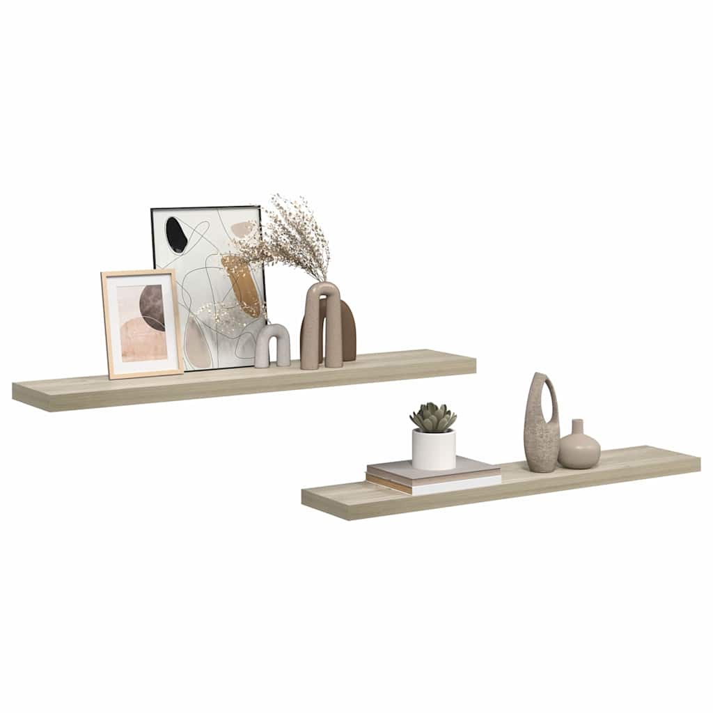 323884 vidaXL Floating Wall Shelves 2 pcs Oak 120x23,5x3,8 cm MDF