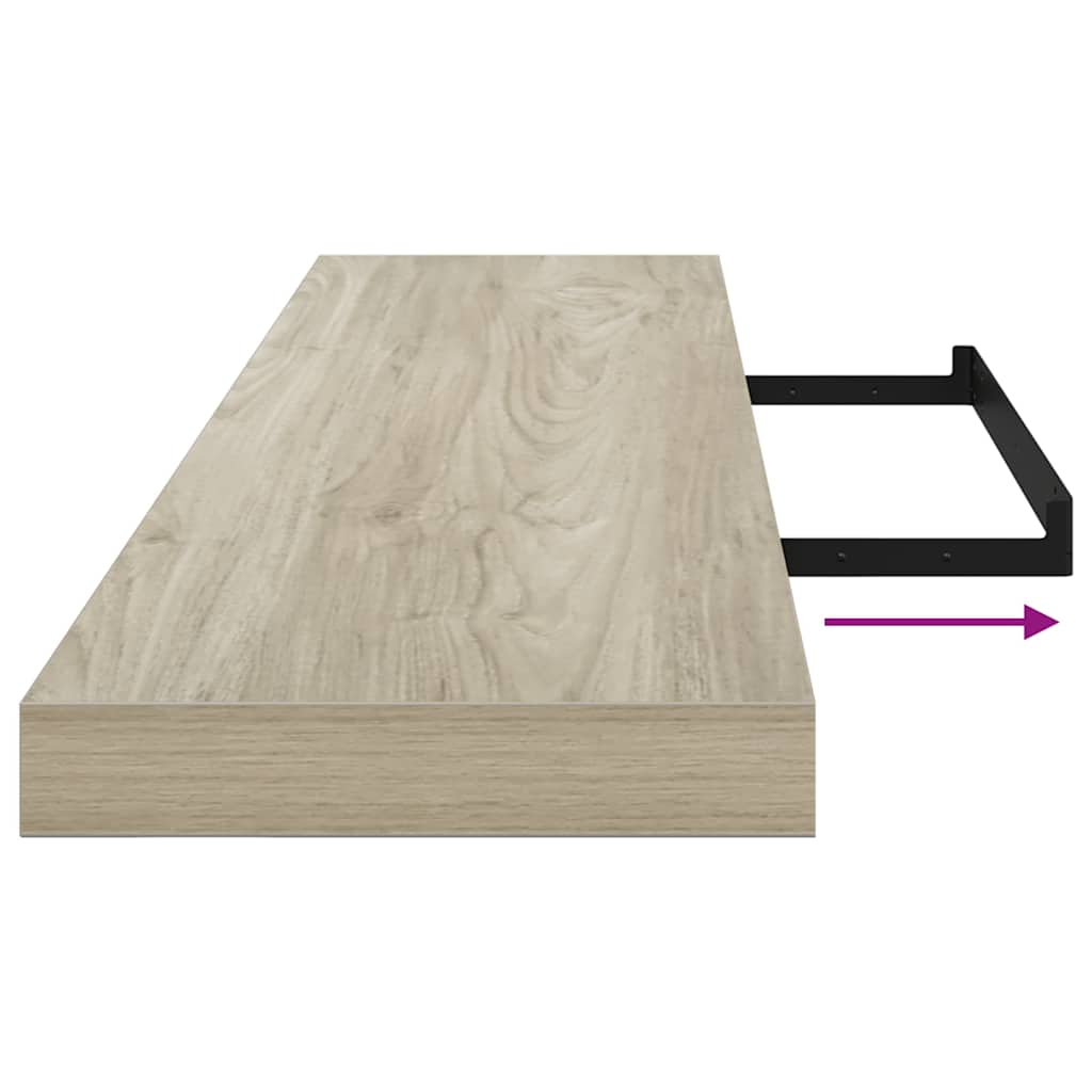 323884 vidaXL Floating Wall Shelves 2 pcs Oak 120x23,5x3,8 cm MDF