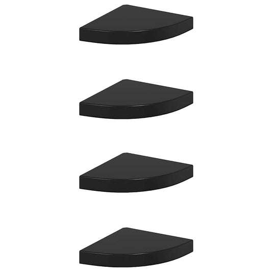 Floating Corner Shelves 4 pcs High Gloss Black 25x25x3.8 cm MDF Floating Corner Shelves 4 pcs High Gloss Black 25x25x3.8 cm MDF