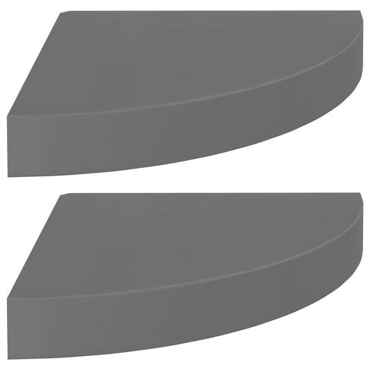 Floating Corner Shelves 2 pcs High Gloss Grey 25x25x3.8 cm MDF Floating Corner Shelves 2 pcs High Gloss Grey 25x25x3.8 cm MDF