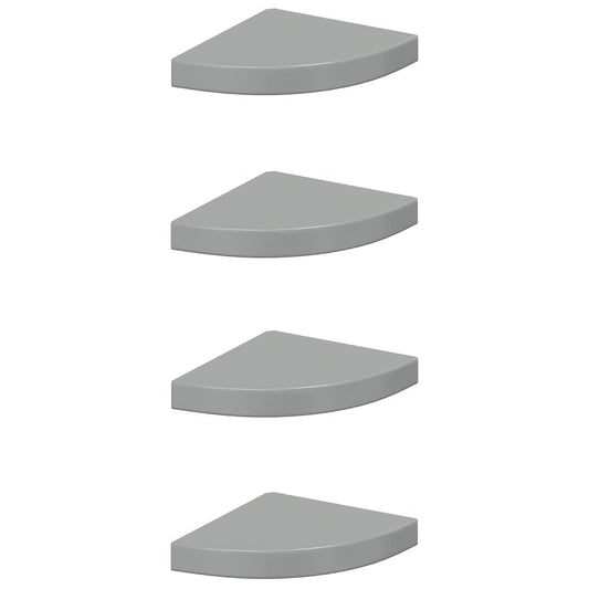 Floating Corner Shelves 4 pcs High Gloss Grey 25x25x3.8 cm MDF Floating Corner Shelves 4 pcs High Gloss Grey 25x25x3.8 cm MDF