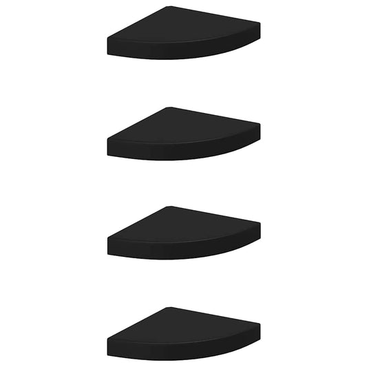Floating Corner Shelves 4 pcs Black 25x25x3.8 cm MDF Floating Corner Shelves 4 pcs Black 25x25x3.8 cm MDF