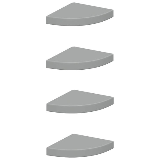 Corner Shelf | Set of 4 | Grey | MDF, Metal | 25 cm | Corner Shelf Corner Shelf | Set of 4 | Grey | MDF, Metal | 25 cm | Corner Shelf
