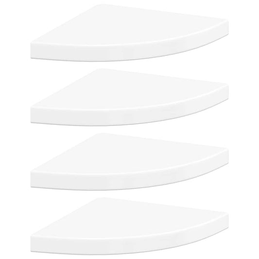 Corner Shelf | Set of 4 | High gloss white | Honeycomb MDF, metal Corner Shelf | Set of 4 | High gloss white | Honeycomb MDF, metal