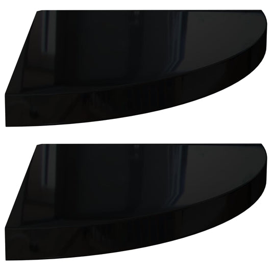 Floating Corner Shelves 2 pcs High Gloss Black 35x35x3.8 cm MDF Floating Corner Shelves 2 pcs High Gloss Black 35x35x3.8 cm MDF