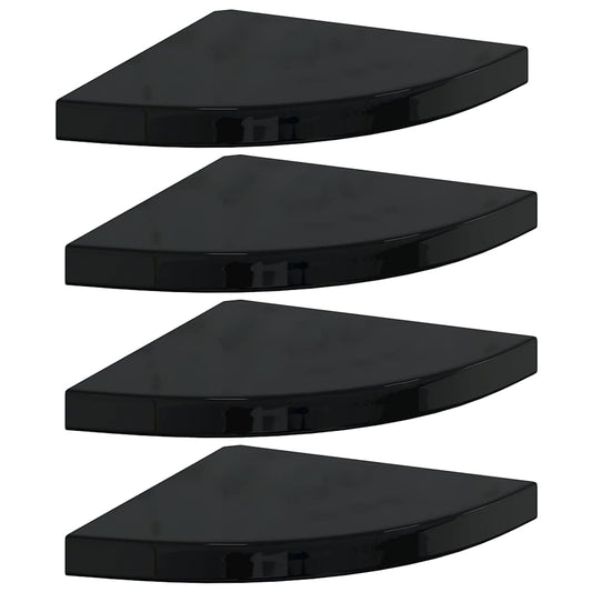 323912 vidaXL Floating Corner Shelves 4 pcs High Gloss Black 35x35x3,8 cm MDF 323912 vidaXL Floating Corner Shelves 4 pcs High Gloss Black 35x35x3,8 cm MDF