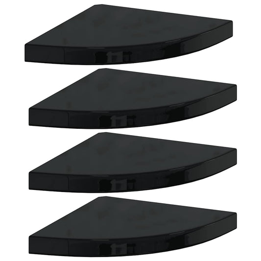 Floating Corner Shelves 4 pcs High Gloss Black 35x35x3.8 cm MDF Floating Corner Shelves 4 pcs High Gloss Black 35x35x3.8 cm MDF