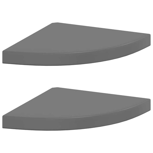 Floating Corner Shelves 2 pcs High Gloss Grey 35x35x3.8 cm MDF Floating Corner Shelves 2 pcs High Gloss Grey 35x35x3.8 cm MDF