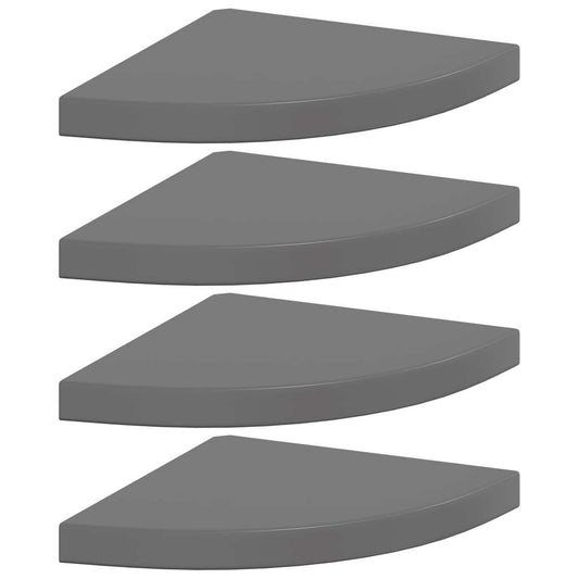 323915 vidaXL Floating Corner Shelves 4 pcs High Gloss Grey 35x35x3,8 cm MDF 323915 vidaXL Floating Corner Shelves 4 pcs High Gloss Grey 35x35x3,8 cm MDF
