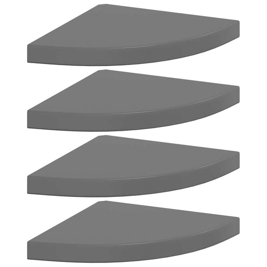 Floating Corner Shelves 4 pcs High Gloss Grey 35x35x3.8 cm MDF Floating Corner Shelves 4 pcs High Gloss Grey 35x35x3.8 cm MDF