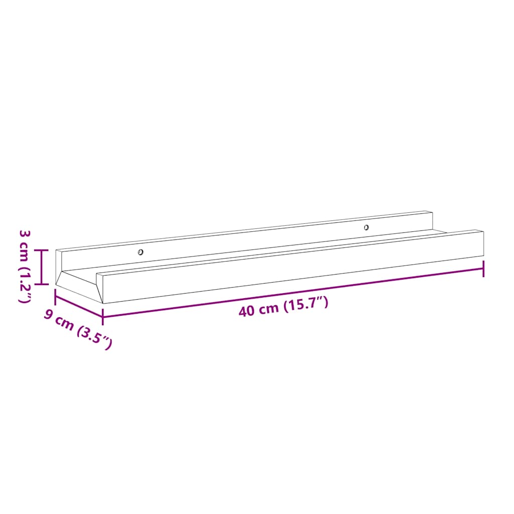 Picture Frame Ledge Shelves 2 pcs White 40x9x3 cm MDF