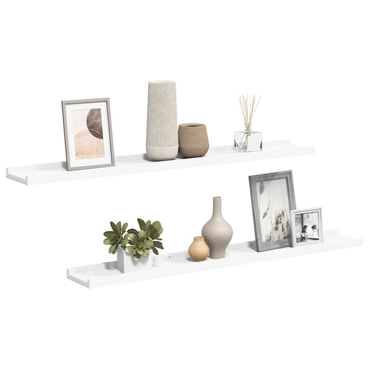 Picture Frame Ledge Shelves 2 pcs White 80x9x3 cm MDF Picture Frame Ledge Shelves 2 pcs White 80x9x3 cm MDF