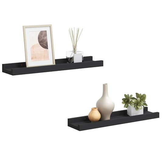 Picture Frame Ledge Shelves 2 pcs Black 40x9x3 cm MDF Picture Frame Ledge Shelves 2 pcs Black 40x9x3 cm MDF