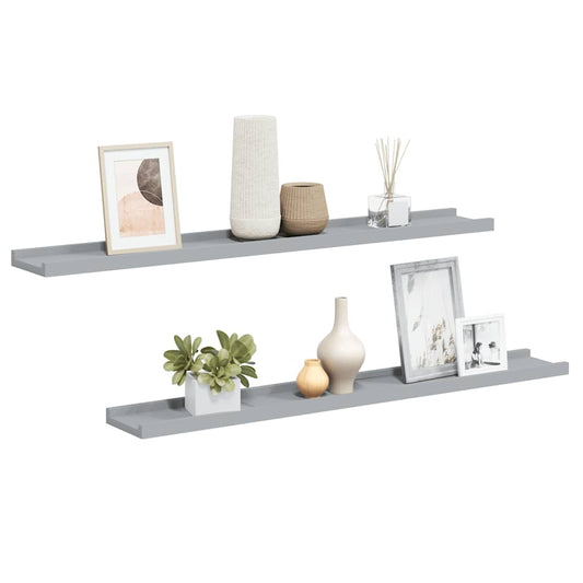 Picture Frame Ledge Shelves 2 pcs Grey 80x9x3 cm MDF Picture Frame Ledge Shelves 2 pcs Grey 80x9x3 cm MDF