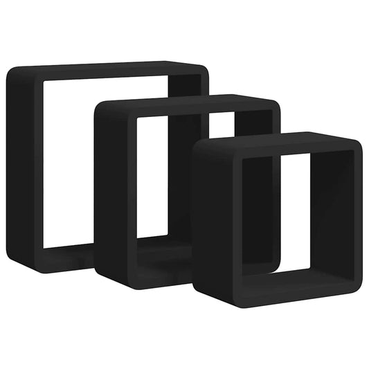 Wall Cube Shelves 3 pcs Black MDF Wall Cube Shelves 3 pcs Black MDF