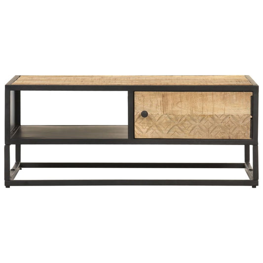 Coffee Table with Carved Door 90x55x36 cm Rough Mango Wood Coffee Table with Carved Door 90x55x36 cm Rough Mango Wood